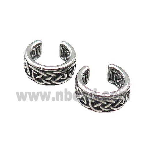 Stainless Steel Clip Earrings Antique Silver