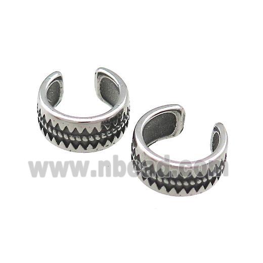 Stainless Steel Clip Earrings Antique Silver