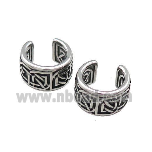 Stainless Steel Clip Earrings Antique Silver