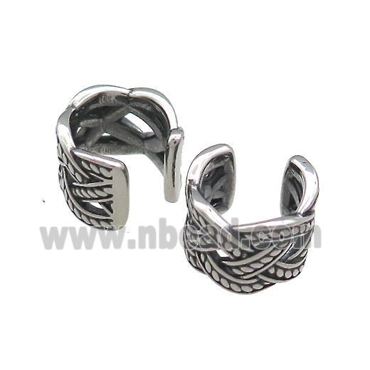 Stainless Steel Clip Earrings Antique Silver