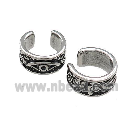 Stainless Steel Clip Earrings Eye Antique Silver