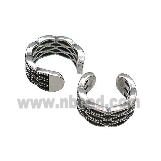 Stainless Steel Clip Earrings Antique Silver