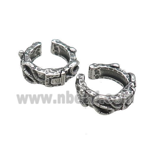 Stainless Steel Clip Earrings Antique Silver