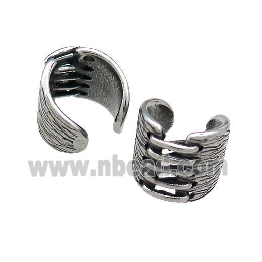 Stainless Steel Clip Earrings Antique Silver