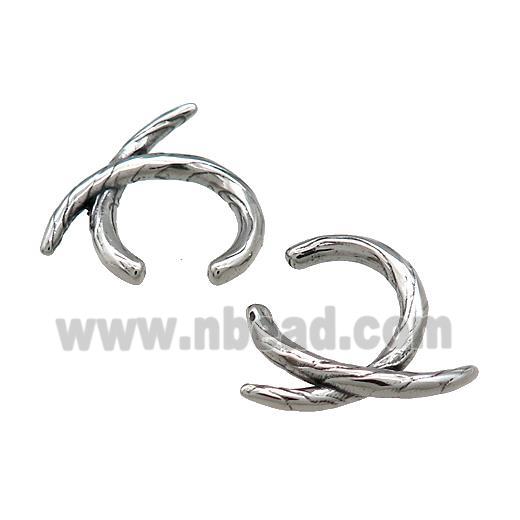 Stainless Steel Clip Earrings Antique Silver