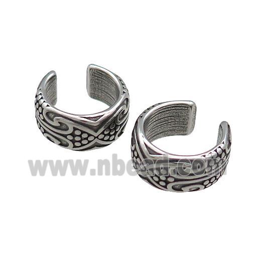 Stainless Steel Clip Earrings Antique Silver