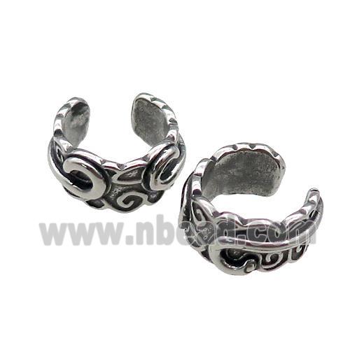 Stainless Steel Clip Earrings Antique Silver