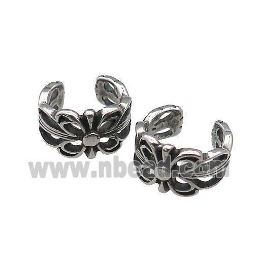 Stainless Steel Clip Earrings Antique Silver