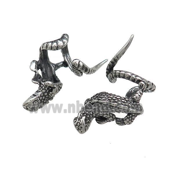 Stainless Steel Clip Earrings Snake Antique Silver