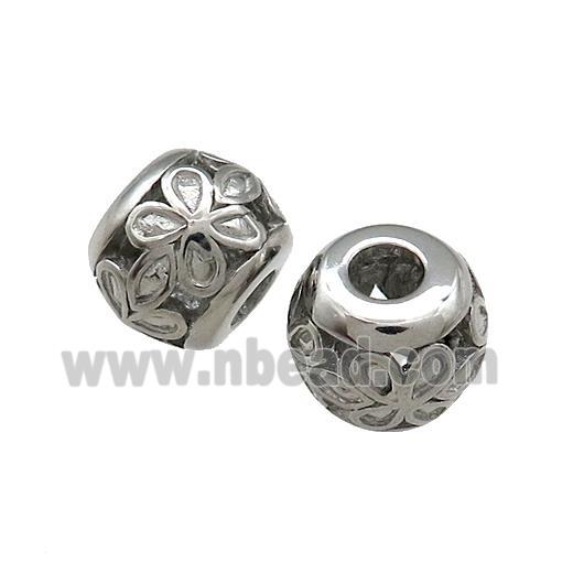 Raw Titanium Steel Round Beads Large Hole Hollow