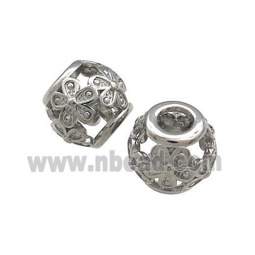 Raw Titanium Steel Round Beads Large Hole Hollow