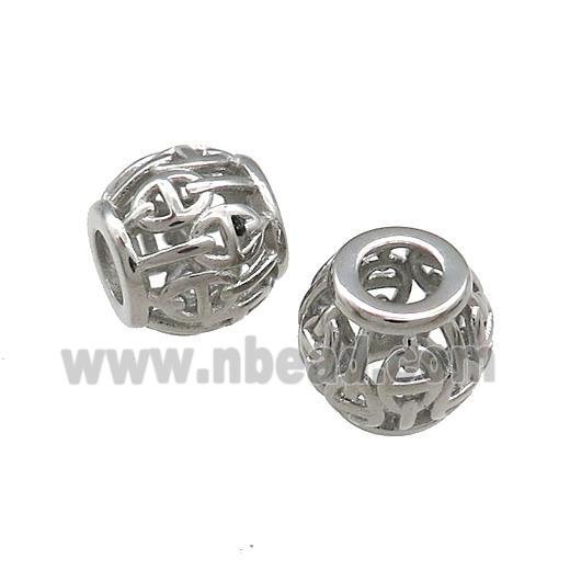 Raw Titanium Steel Barrel Beads Large Hole Hollow 