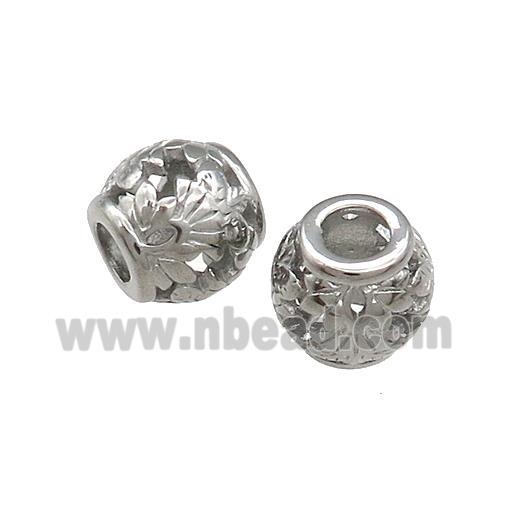 Raw Titanium Steel Barrel Beads Large Hole Hollow 