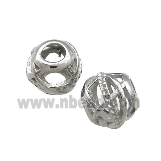 Raw Titanium Steel Round Beads Large Hole Hollow