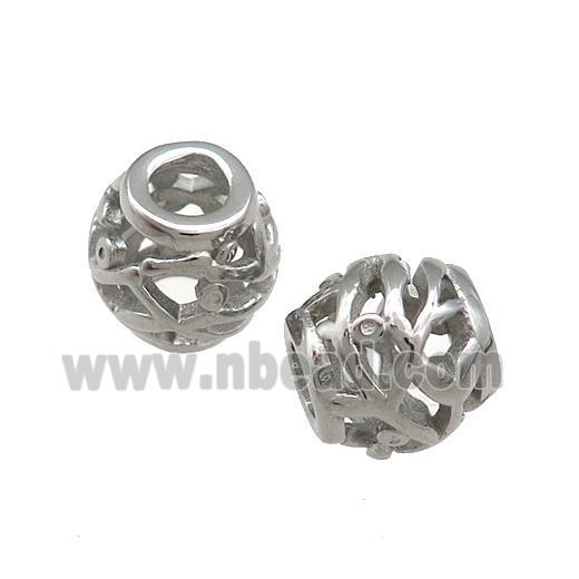 Raw Titanium Steel Barrel Beads Large Hole Hollow