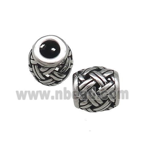 Titanium Steel Barrel Beads Large Hole Hollow Antique Silver