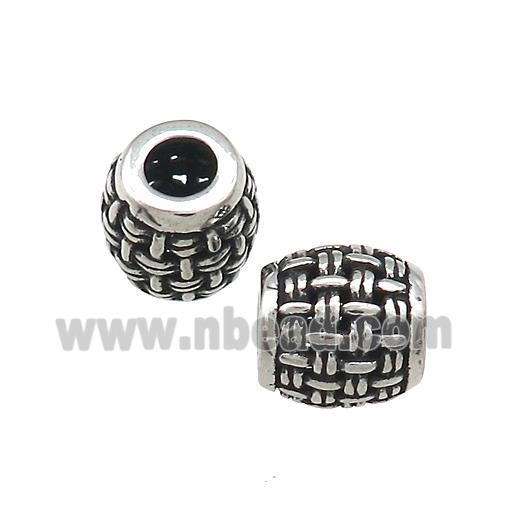 Titanium Steel Barrel Beads Large Hole Hollow Antique Silver