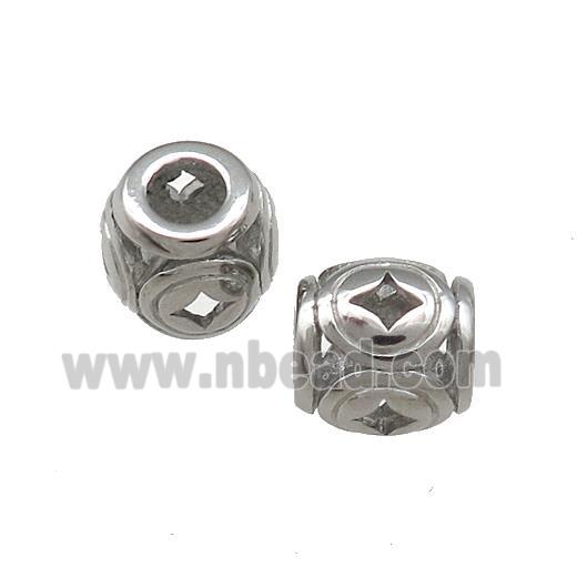 Raw Titanium Steel Barrel Beads Star Large Hole Hollow