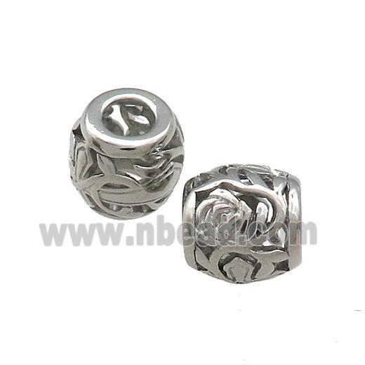 Raw Titanium Steel Barrel Beads Flower Large Hole Hollow