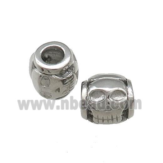 Raw Titanium Steel Barrel Beads Large Hole Hollow Skull