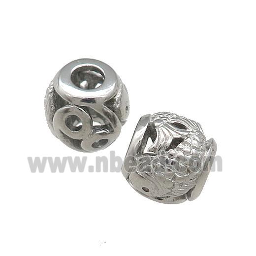 Raw Titanium Steel Barrel Beads Large Hole Hollow Fish