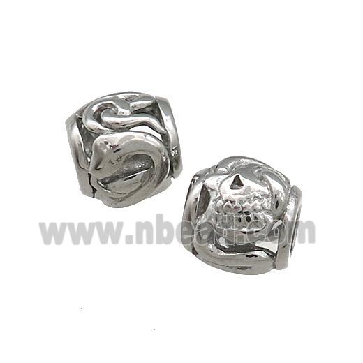 Raw Steel Barrel Beads Large Hole Hollow