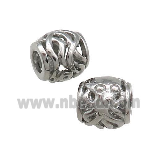 Raw Titanium Steel Barrel Beads Large Hole Hollow