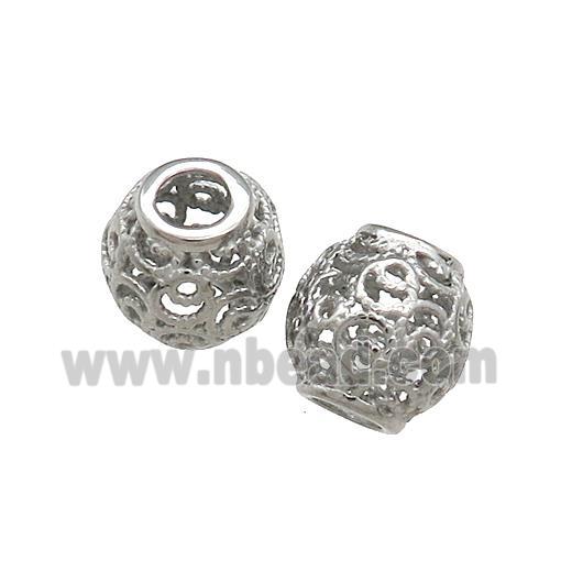 Raw Titanium Steel Round Beads Large Hole Hollow