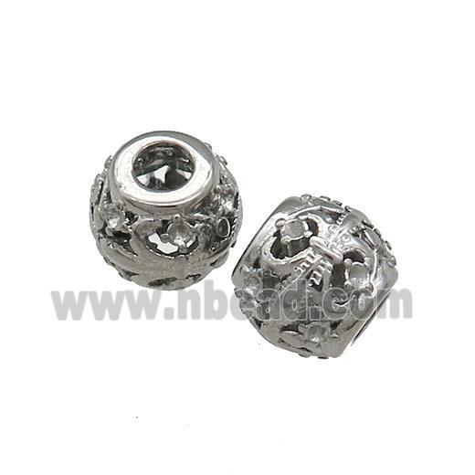 Raw Titanium Steel Round Beads Large Hole Hollow