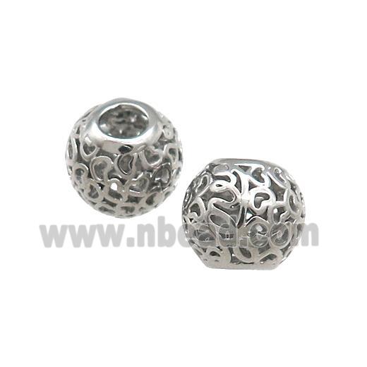 Raw Titanium Steel Round Beads Large Hole Hollow