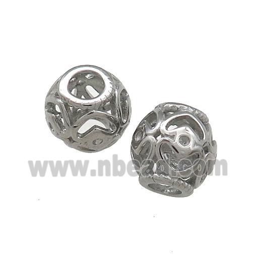 Raw Titanium Steel Round Beads Large Hole Hollow