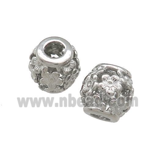 Raw Titanium Steel Barrel Beads Flower Large Hole Hollow