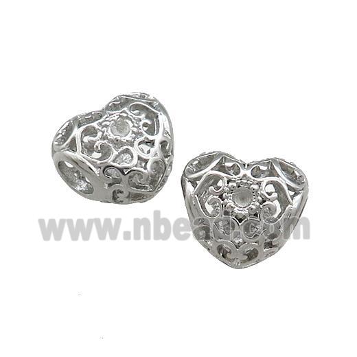 Raw Titanium Steel Heart Beads Large Hole Hollow