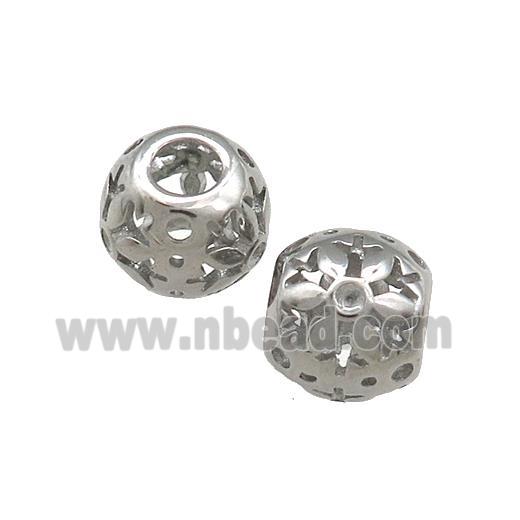 Raw Titanium Steel Round Beads Large Hole Hollow