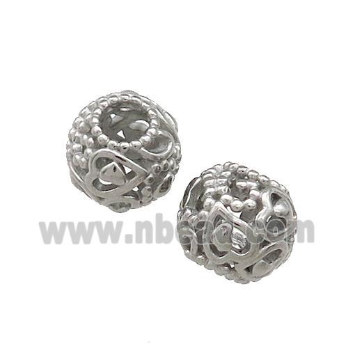 Raw Titanium Steel Round Beads Large Hole Hollow