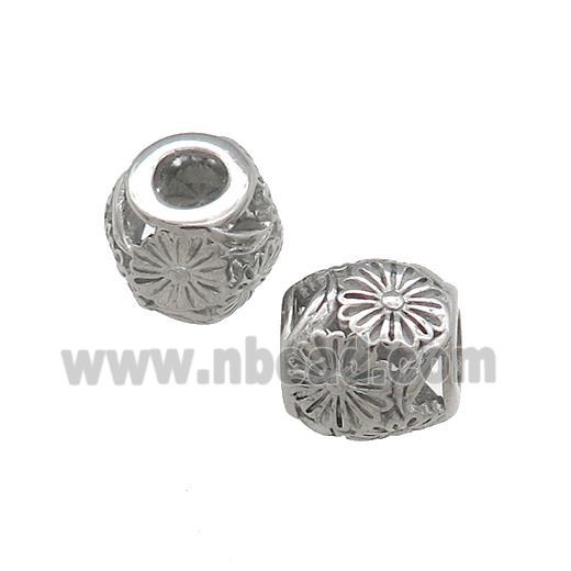 Raw Titanium Steel Barrel Beads Large Hole Hollow