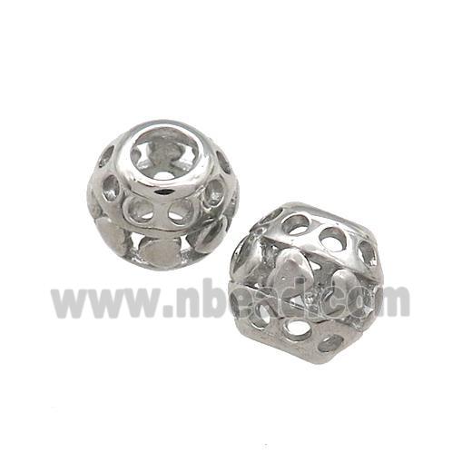 Raw Titanium Steel Round Beads Large Hole Hollow