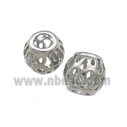 Raw Titanium Steel Round Beads Large Hole Hollow