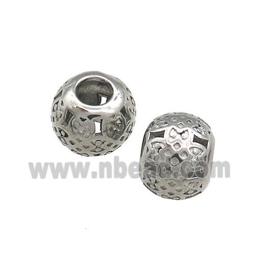 Raw Titanium Steel Round Beads Large Hole Hollow