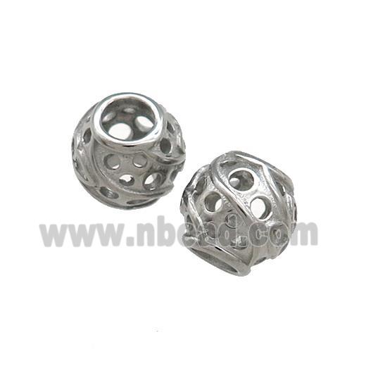 Raw Titanium Steel Barrel Beads Large Hole Hollow