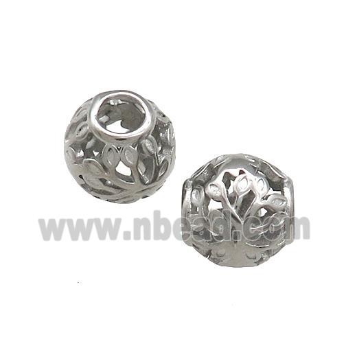 Raw Titanium Steel Round Beads Large Hole Hollow