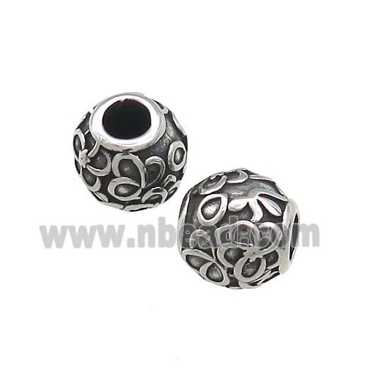 Titanium Steel Round Beads Large Hole Antique Silver