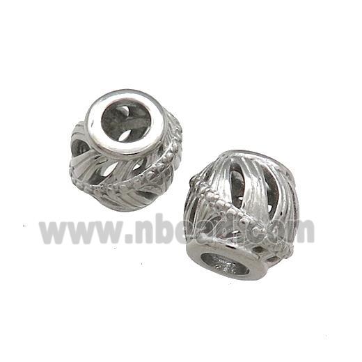 Raw Titanium Steel Round Beads Large Hole Hollow