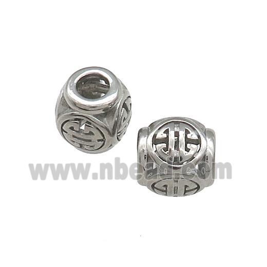 Raw Titanium Steel Round Beads Large Hole Hollow