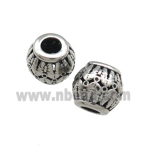 Titanium Steel Barrel Beads Large Hole Hollow Antique Silver