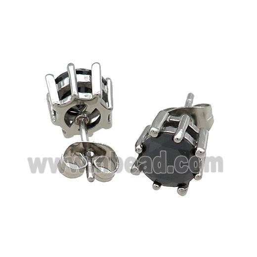 Raw Stainless Steel Stud Earring Pave Rhinestone