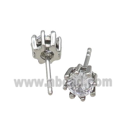 Raw Stainless Steel Stud Earring Pave Rhinestone