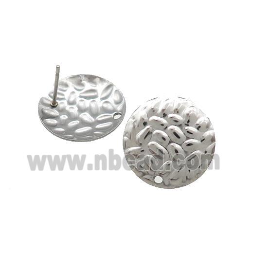 Raw Stainless Steel Stud Earrings Hammered