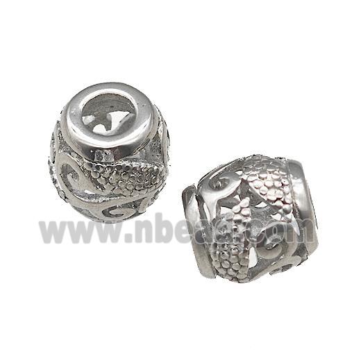 Raw Titanium Steel Barrel Beads Large Hole Hollow