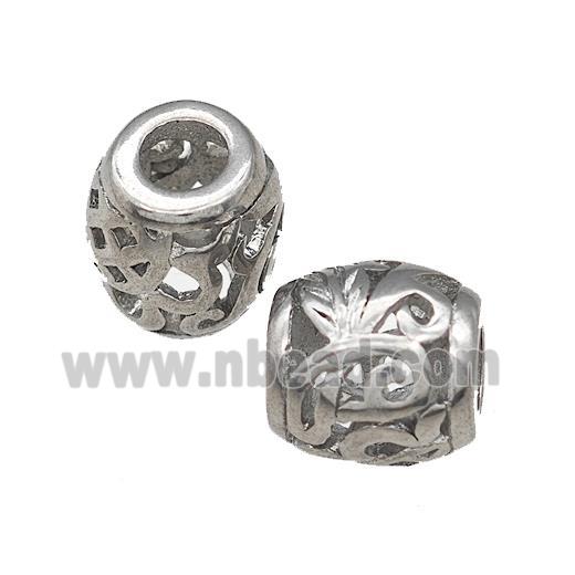 Raw Titanium Steel Barrel Beads Large Hole Hollow